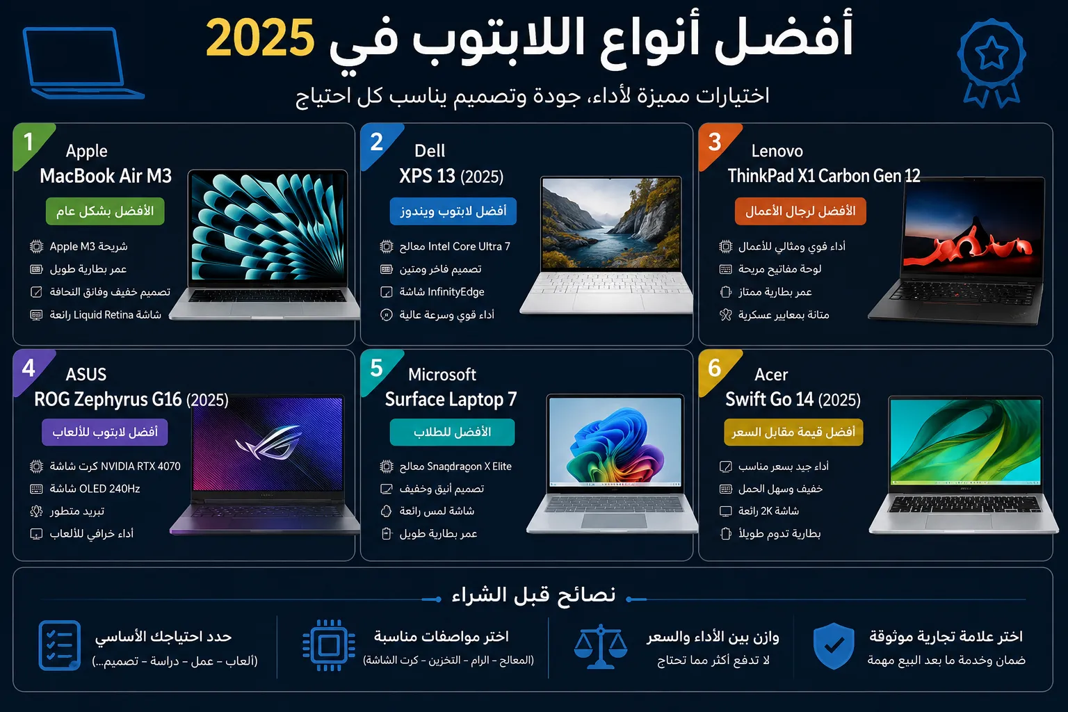 أفضل أنواع اللابتوب في 2025
