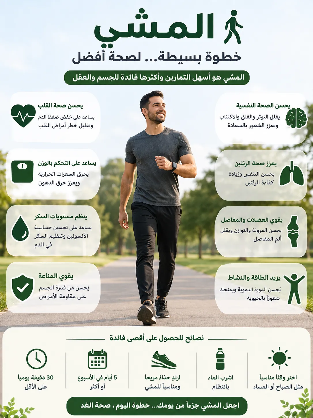المشي وتأثيره على صحة الإنسان: دليل شامل من جميع الجوانب