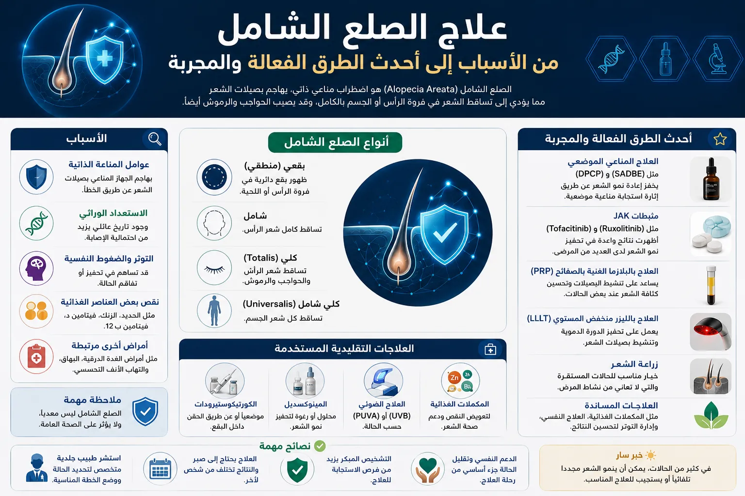 علاج الصلع الشامل: من الأسباب إلى أحدث الطرق الفعالة والمجربة